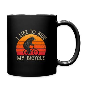 Funny bike shirt retro vintage bear - Full Colour Mug - black - Right