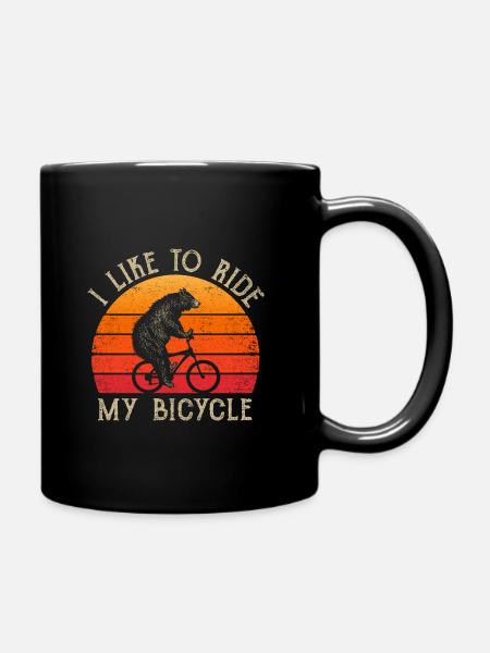 Funny bike shirt retro vintage bear - Full Colour Mug - black