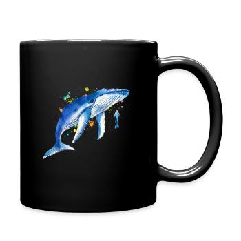 Baleines bleus Plongeurs Baleines - Mug uni - noir - Droite