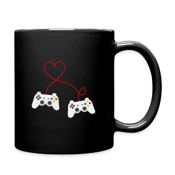 Gaming Love - Controller Hearts - Tasse einfarbig - Schwarz - Rechts