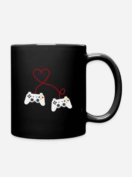 Gaming Love - Controller Hearts - Tasse einfarbig - Schwarz