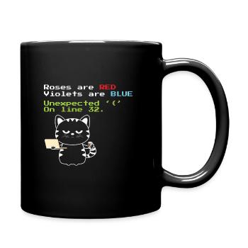 Funny Coding cat Progrmmer nerd geek - Full Colour Mug - black - Right