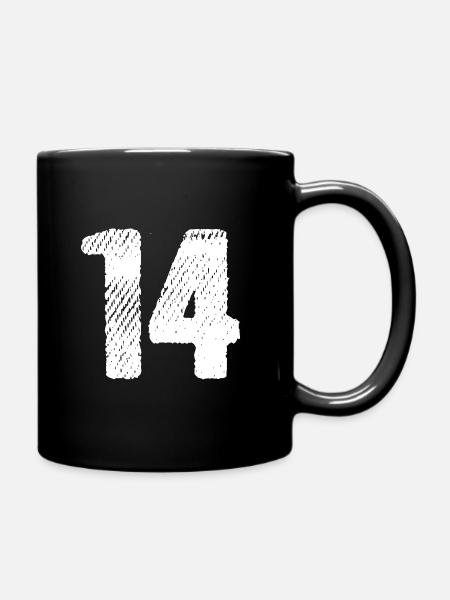 14 Zahl Trikot - Tasse einfarbig - Schwarz