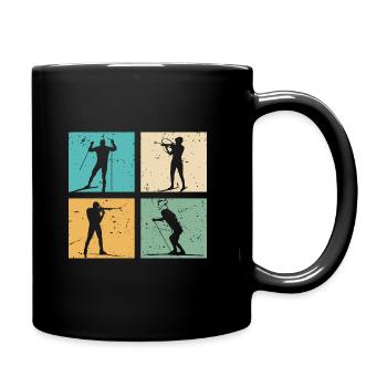 Biathlon Skifahren Ski Langlauf Biathlet Geschenk - Tasse einfarbig - Schwarz - Rechts