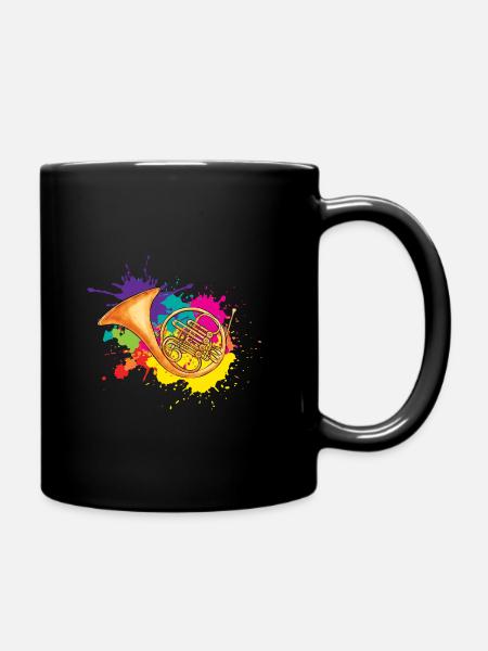 Trompette à corne Trompette Cadeau Musicien Trompettes - Mug uni - noir