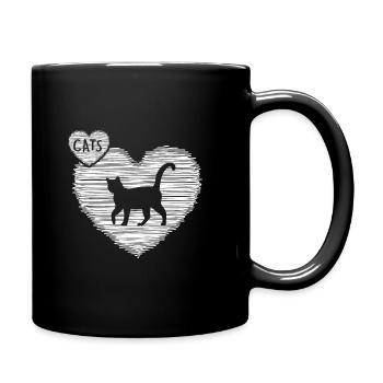 Katze Katzenhaar Mietzekatze "ich liebe katzen" - Tasse einfarbig - Schwarz - Rechts