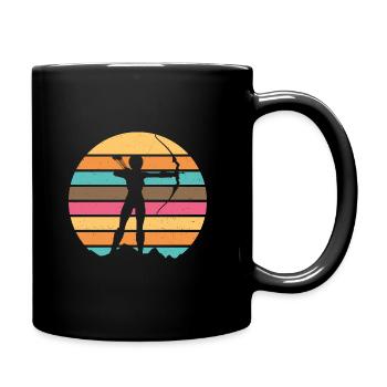 Bogenschießen Geschenk Retro Bogenschütze - Tasse einfarbig - Schwarz - Rechts