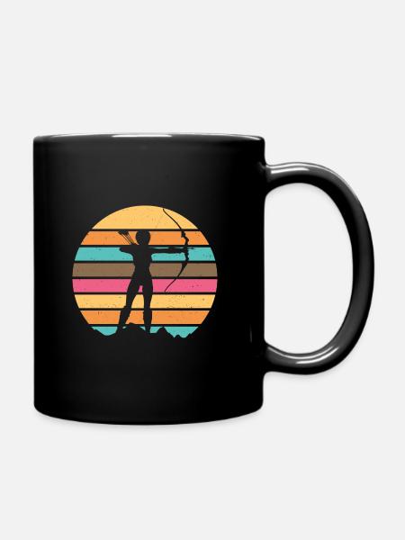 Bogenschießen Geschenk Retro Bogenschütze - Tasse einfarbig - Schwarz