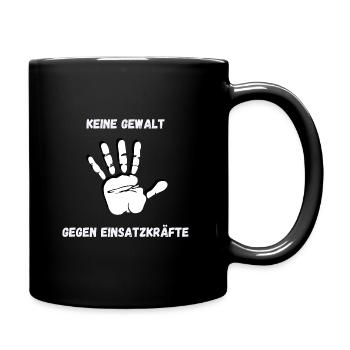 Keine Gewalt, Einsatzkräfte, Feuerwehr, Polizei - Tasse einfarbig - Schwarz - Rechts