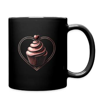 Cupcake Chocolate Heart Baker Baking Bake Cupcakes - Full Colour Mug - black - Right