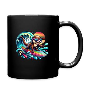 Cool Otter Surfer Lunettes de soleil Surf - Mug uni - noir - Droite