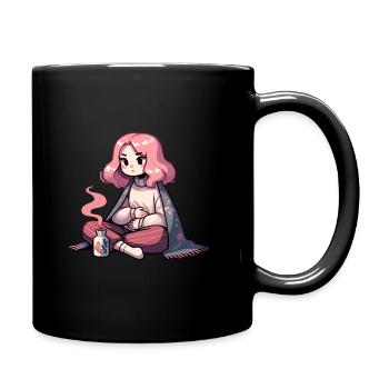 Cozy winter evening with hot drink - Full Colour Mug - black - Right