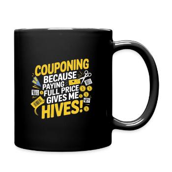 Couponing, weil ich beim vollen Preis Nesselsucht bekomme - Tasse einfarbig - Schwarz - Rechts