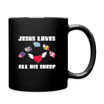 LBGT Flag Gay Pride Humain Jésus aime tous ses - Mug uni - noir - Droite