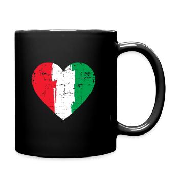 Italien Herz Flagge - Tasse einfarbig - Schwarz - Rechts