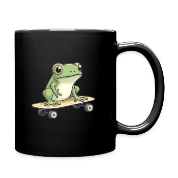 LUSTIGER FROSCH AUF SKATEBOARD - Tasse einfarbig - Schwarz - Rechts