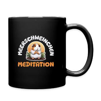 Meerschweinchen Meditation - Meditierende Tiere - Tasse einfarbig - Schwarz - Rechts