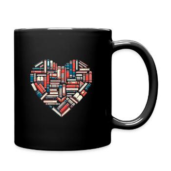 Heart Library Books Book Reading Bookworm - Full Colour Mug - black - Right