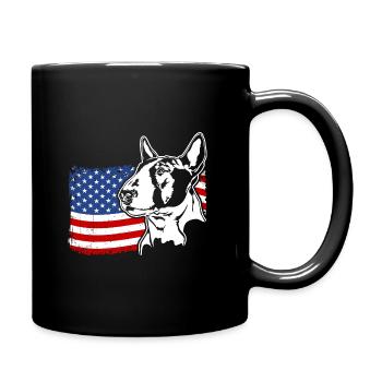 Bull Terrier US America Flag Dogs Dog Wilsigns - Full Colour Mug - black - Right