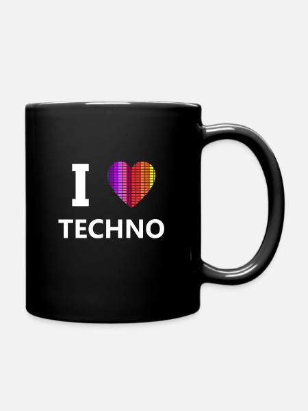 I Love Techno Schranzen Rave - Tasse einfarbig - Schwarz