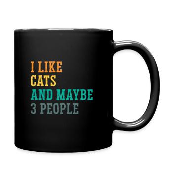 I Like Cats And Maybe 3 People Cat Lover Cat Train - Tasse einfarbig - Schwarz - Rechts