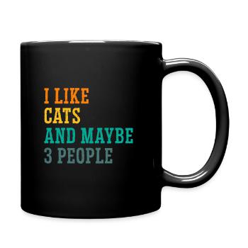 I Like Cats And Maybe 3 People Cat Lover Cat Train - Tasse einfarbig - Schwarz - Rechts