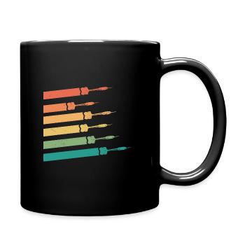 Retro Graphic Dart Player Darts Dartboard Bullseye - Full Colour Mug - black - Right