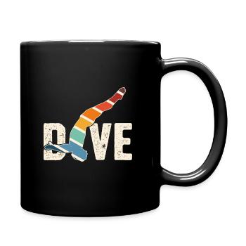 Retro Graphic Cliff Diver Cliff Diving Tombstoning - Full Colour Mug - black - Right