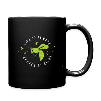Nachts ist das Leben immer besser - Tasse einfarbig - Schwarz - Rechts