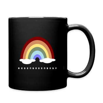 Regenbogenbaby (weiße Schrift) - Tasse einfarbig - Schwarz - Rechts