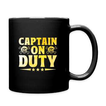 Kapitän im Dienst Piratenjugend Design - Tasse einfarbig - Schwarz - Rechts