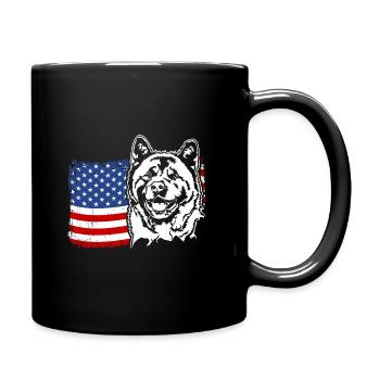 Akita américain Drapeau américain Chiens Wilsigns - Mug uni - noir - Droite