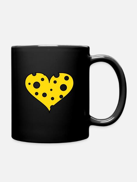 Coeur de fromage - Coeur de fromage - Logo de poitrine - Mug uni - noir
