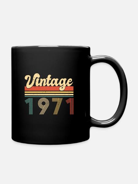 Vintage 1971 Year 1971 Since 1971 Birthday - Full Colour Mug - black