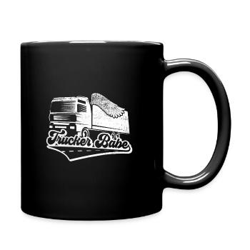 Truckerin Trucker Babe LKW Truck Fahrerin - Tasse einfarbig - Schwarz - Rechts