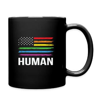 LBGT Flag Gay Pride Human Vintage Rainbow - Tasse einfarbig - Schwarz - Rechts