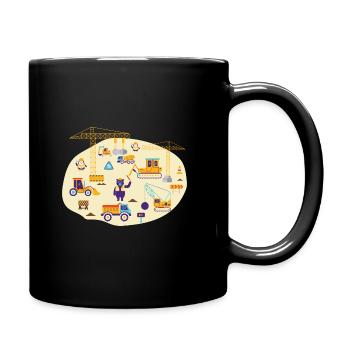 Construction Site Construction Worker Excavator Boys Kindergarten - Full Colour Mug - black - Right