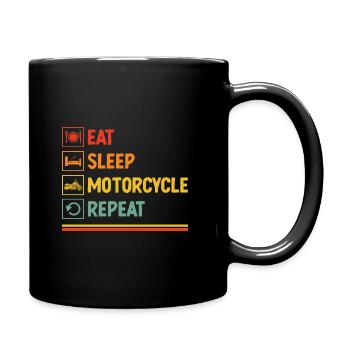 essen schlafen motorrad wiederholen motorrad biker mot - Tasse einfarbig - Schwarz - Rechts