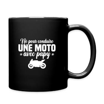 Né pour conduire une moto avec papy - Mug uni - noir - Droite