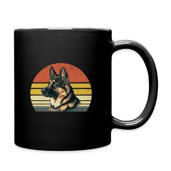 Retro Vintage Deutscher Schäferhund GSD Hundeliebhaber Deutsch - Tasse einfarbig - Schwarz - Rechts