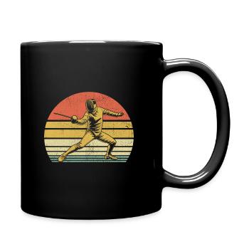 Retro Fence Sword Epee Fencing Fencer Athlete - Full Colour Mug - black - Right