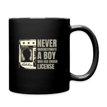 Never Underestimate A Boy Who Has Driver License - Full Colour Mug - black - Right