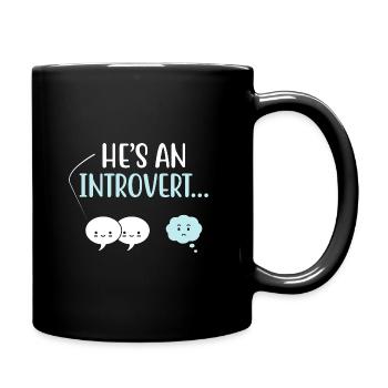 He’s An Introvert Sayings For Introverts - Full Colour Mug - black - Right