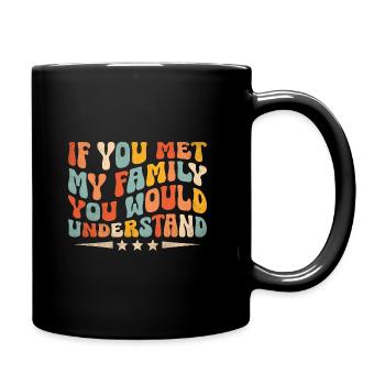 Wenn du meine Familie kennenlernst, würdest du Sarkasmus verstehen - Tasse einfarbig - Schwarz - Rechts