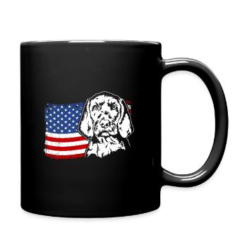 Drahthaar Vizsla US Amerika Fahne Hunde Wilsigns - Tasse einfarbig - Schwarz - Rechts