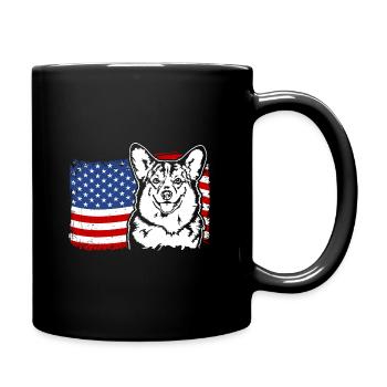 Corgi US Amérique Drapeau Chiens Chien Wilsigns - Mug uni - noir - Droite