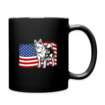 Alaskan Malamute US America Flag Dogs Wilsigns - Full Colour Mug - black - Right