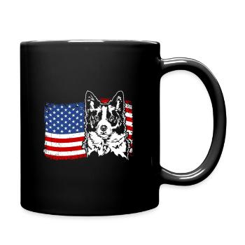 Border Collie US Amérique Drapeau Chiens Chien Wilsigns - Mug uni - noir - Droite