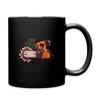 Männer Holzfäller Kettensäge - Tasse einfarbig - Schwarz - Rechts