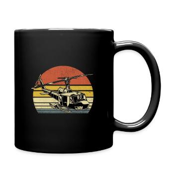 Rétro hélicoptère aviateur pilote hélicoptère hélicoptère - Mug uni - noir - Droite